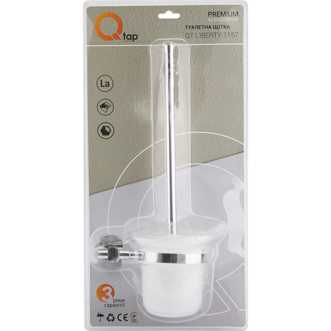 Йоршик для унітазу настінний Qtap Liberty CRM 1157 (QTLIBCRM1157, білий/хром), фото , изображение 3