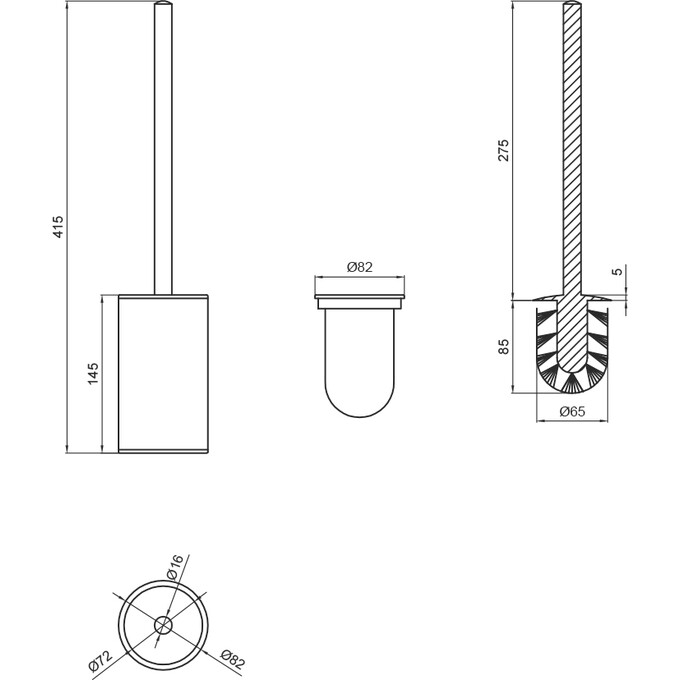 Єршик для унітазу підлоговий Qtap Liberty BLM 1157-1 (QTLIBBLM11571, чорний), фото , изображение 3