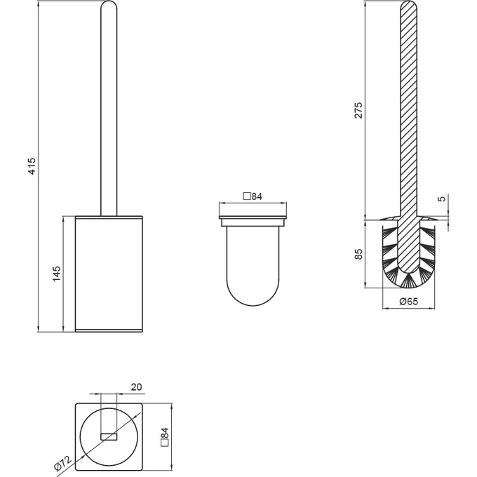 Єршик для унітазу підлоговий Qtap Liberty BLM 1157-2 (QTLIBBLM11572, чорний), фото , изображение 3