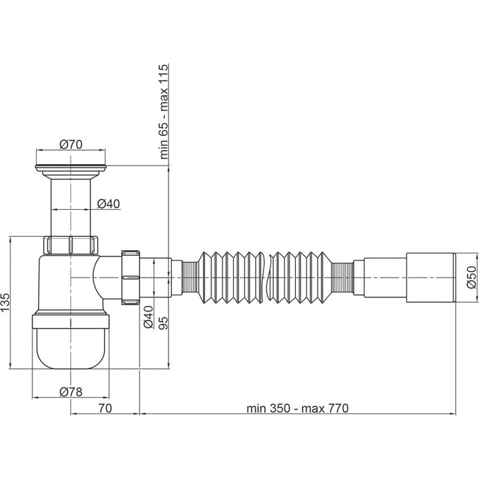 Сифон для раковини Lidz 60 06 Y001 00 (LU02, вихід 40/50 мм), фото , изображение 3