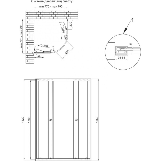 Душевая кабина без поддона 80x80 см Qtap Presto CRM1088AP5 (профиль хром, стекло матовое), фото 10