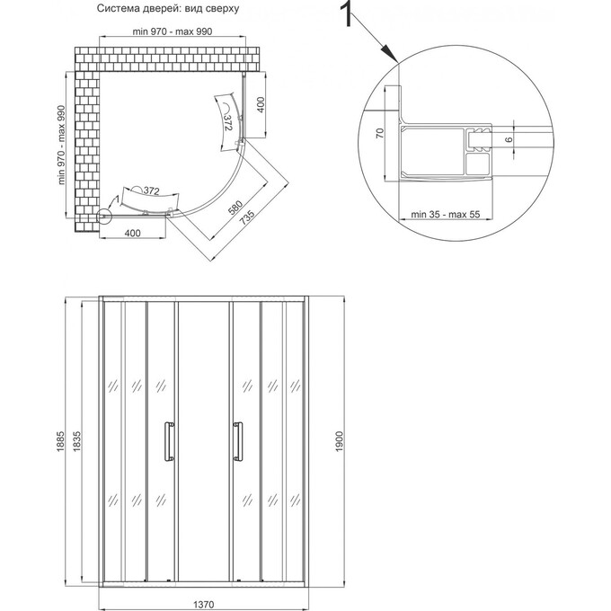 Душевая кабина без поддона 100x100 см Qtap Taurus CRM1011AC6 (профиль хром, стекло прозрачное), фото 11