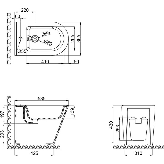 Биде напольное Qtap Scorpio QT14441003CMB (черное матовое), фото 6