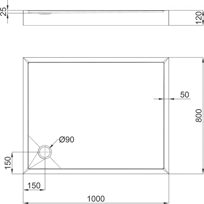 Душевой поддон 100x80 см Qtap Tern 301812C (c сифоном), фото 7