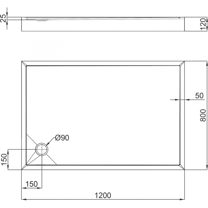 Душевой поддон 120x80 см Qtap Tern 3012812 (с сифоном), фото 4
