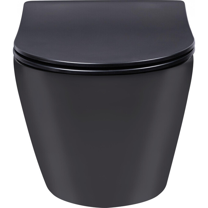 Безободковый подвесной унитаз Qtap Robin QT1333046ENRMB New (черный матовый, с сиденьем), фото 11