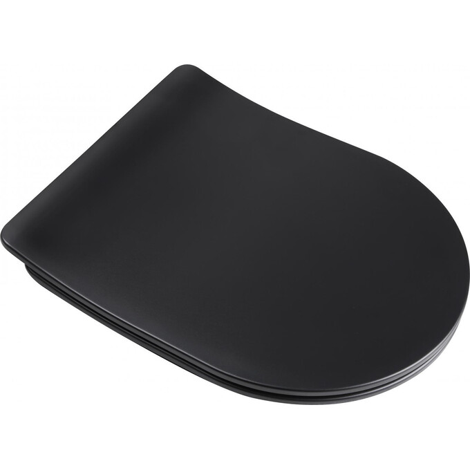 Безободковый подвесной унитаз Qtap Robin QT1333046ENRMB New (черный матовый, с сиденьем), фото 6