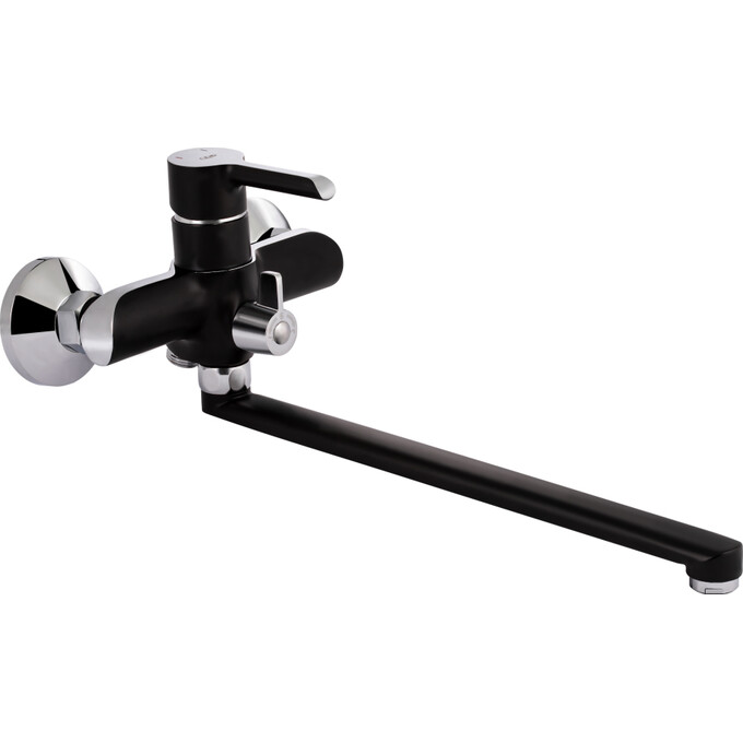 Змішувач для ванни Qtap Grand BCR 005 (чорний/хром, з лійкою та шлангом), фото , изображение 2