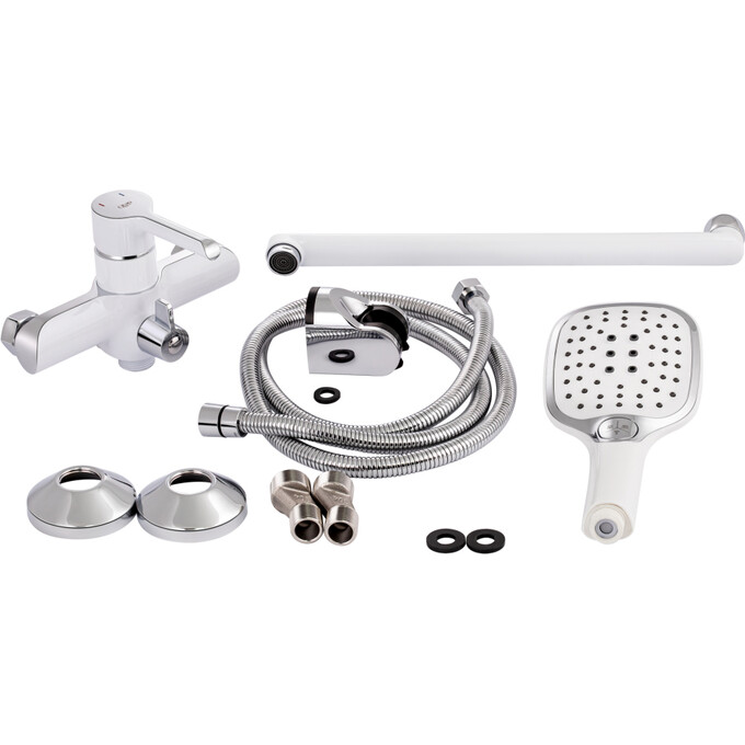 Змішувач для ванни Qtap Grand WCR 005 (білий/хром, з лійкою та шлангом), фото , изображение 7