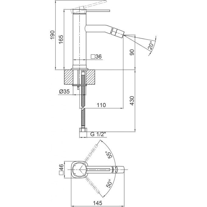 Змішувач для біде Qtap Robin 2060102K (сірий глянсовий), фото , изображение 4