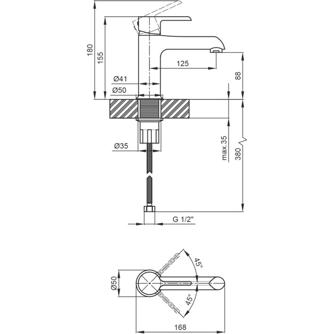 Змішувач для раковини Qtap Grand BCR 001F (чорний матовий/хром), фото , изображение 6