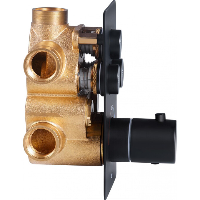 Змішувач термостатичний прихованого монтажу для душу Qtap Votice 6443T105NKB (чорний матовий), фото , изображение 2