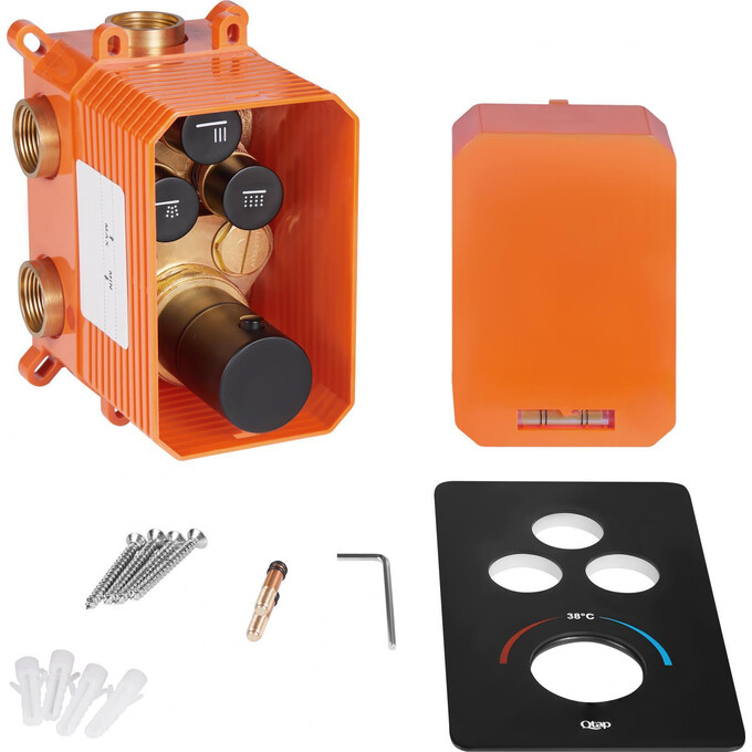 Змішувач термостатичний прихованого монтажу для душу Qtap Votice 6443T105NKB (чорний матовий), фото , изображение 4