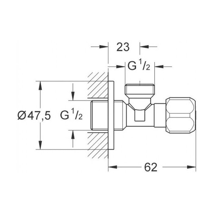 Вентиль кутовий 1/2"x1/2" Grohe 22016000, фото , изображение 2