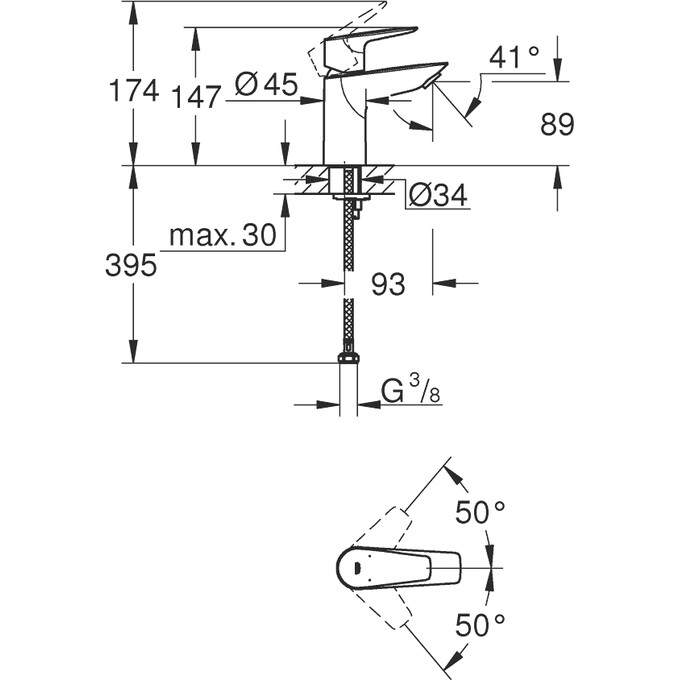 Змішувач для раковини Grohe BauEdge New S-Size 23330001, фото , изображение 5