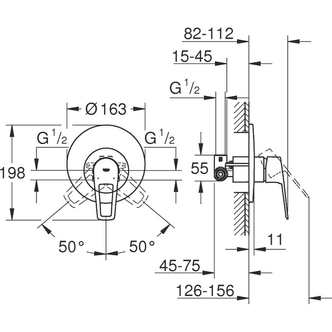 Змішувач прихованого монтажу для душу Grohe BauLoop New 29080001, фото , изображение 5