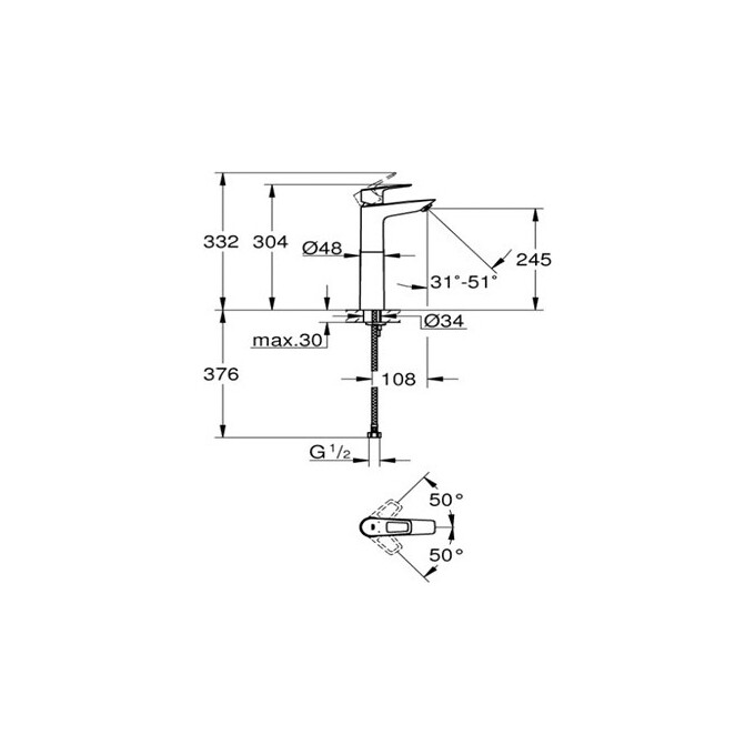 Змішувач для умивальника високий Grohe BauLoop New 32856001, фото , изображение 4