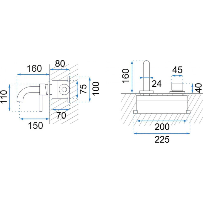Змішувач прихованого монтажу для умивальника Rea Lungo BAT-B0969 (чорний, внутрішня частина в комплекті), Колір виробника: чорний, фото , изображение 8