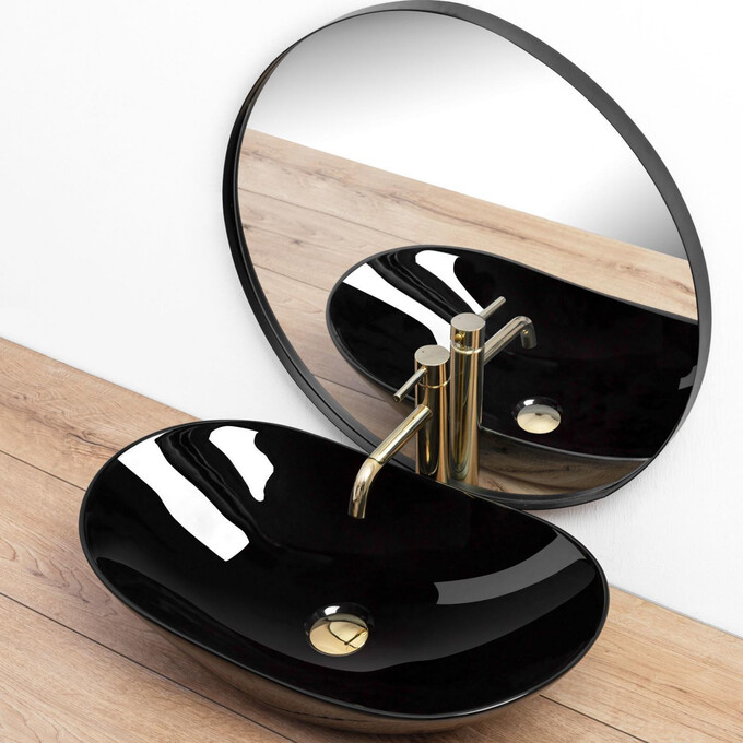 Раковина Rea Royal 60 Black REA-U0445 (60.5x36 см, черная, чаша), Доступные размеры: 60 x 36, Цвет производителя: черный глянец, фото 2