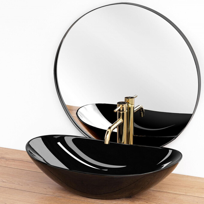 Раковина Rea Royal 60 Black REA-U0445 (60.5x36 см, черная, чаша), Доступные размеры: 60 x 36, Цвет производителя: черный глянец, фото 3