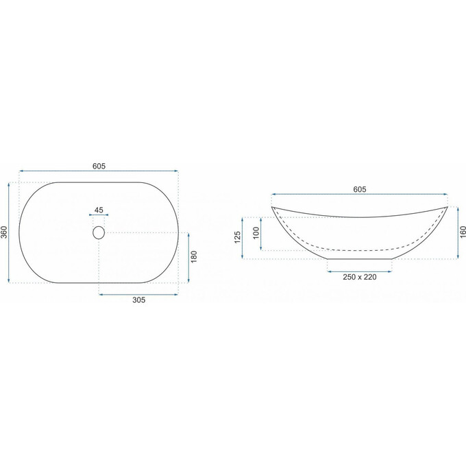 Раковина Rea Royal 60 Black REA-U0445 (60.5x36 см, черная, чаша), Доступные размеры: 60 x 36, Цвет производителя: черный глянец, фото 6