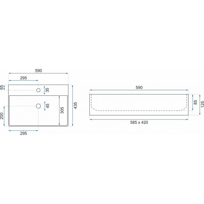 Раковина Rea Gina 60 REA-U0677 (59x43.5 см, накладная/подвесная), фото 5
