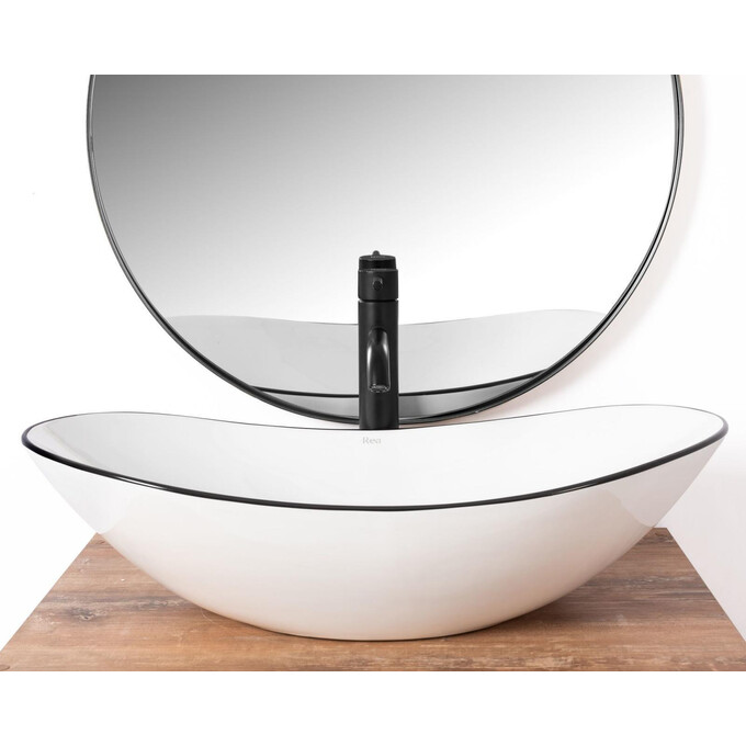 Раковина Rea Royal Black Edge REA-U8569 (62.5x36 см, біла/чорна, чаша), Доступні розміри: 62 x 36, Колір виробника: білий глянець, чорний, фото , изображение 3