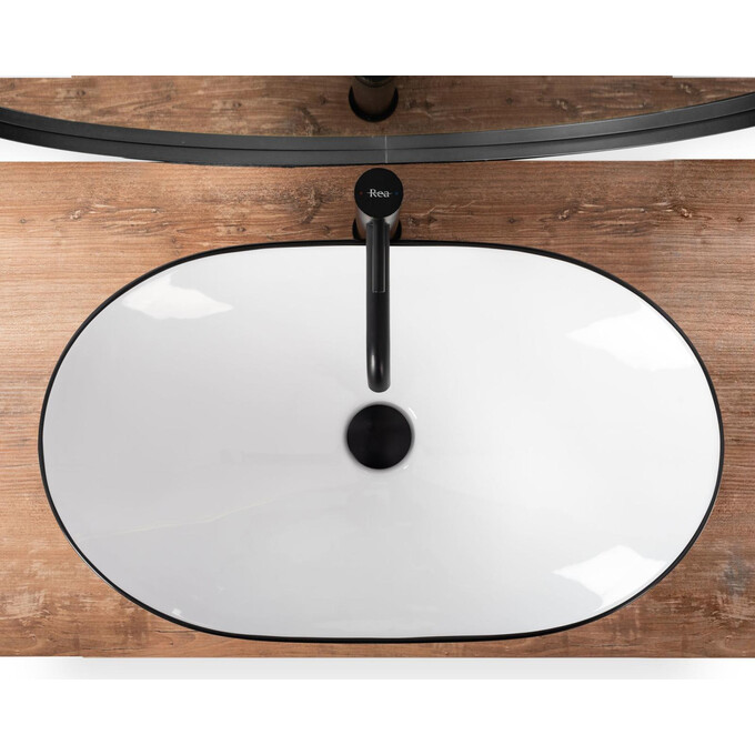 Раковина Rea Royal Black Edge REA-U8569 (62.5x36 см, біла/чорна, чаша), Доступні розміри: 62 x 36, Колір виробника: білий глянець, чорний, фото , изображение 4