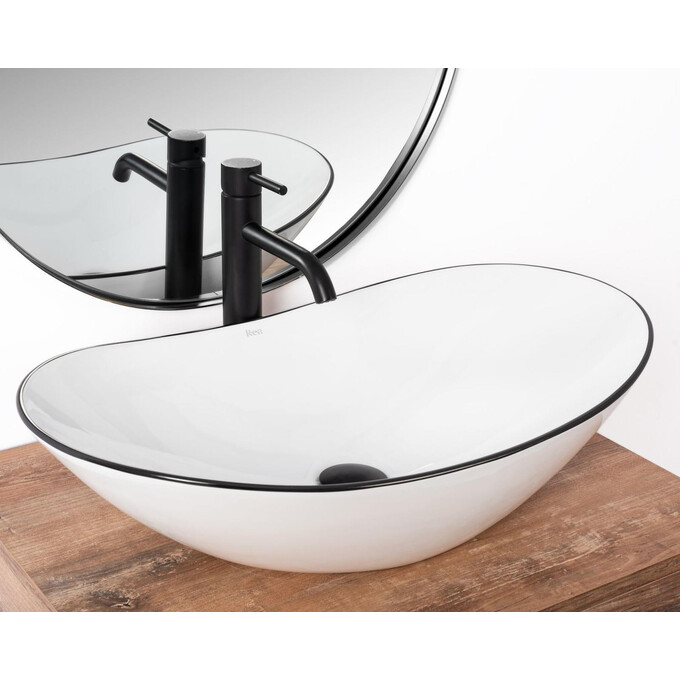 Раковина Rea Royal Black Edge REA-U8569 (62.5x36 см, біла/чорна, чаша), Доступні розміри: 62 x 36, Колір виробника: білий глянець, чорний, фото , изображение 5