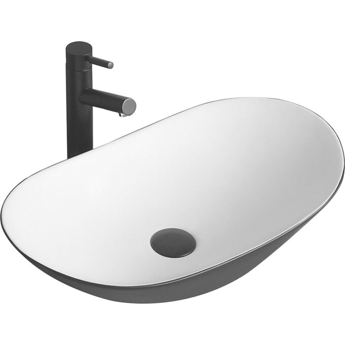 Умивальник Rea Royal White Black REA-U6600 (62.5x36 см, білий/чорний, чаша), Доступні розміри: 62 x 36, Колір виробника: білий, чорний, фото 