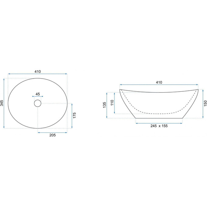 Раковина Rea Sofia N Black Matt REA-U0333 (41x34.5 см, чорна матова, чаша), Доступні розміри: 41 x 34, Колір виробника: чорний матовий, фото , изображение 6