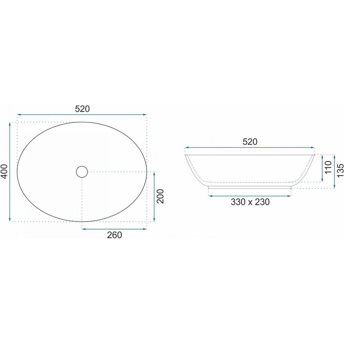 Раковина Rea Margot Gold/Blue REA-U8709 (52x40 см, блакитна/золота, чаша), Колір виробника: блакитний глянець, фото , изображение 5