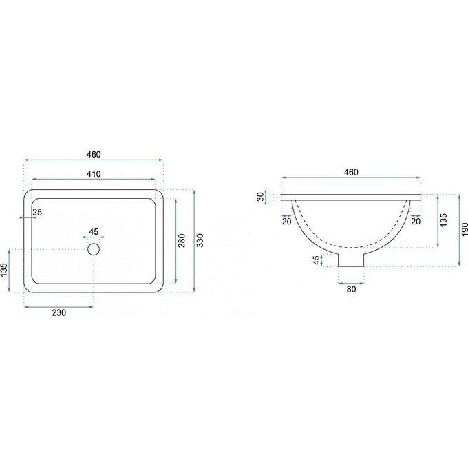 Раковина Rea Adela REA-U6653 (46x33 см, під стільницю), фото , изображение 6