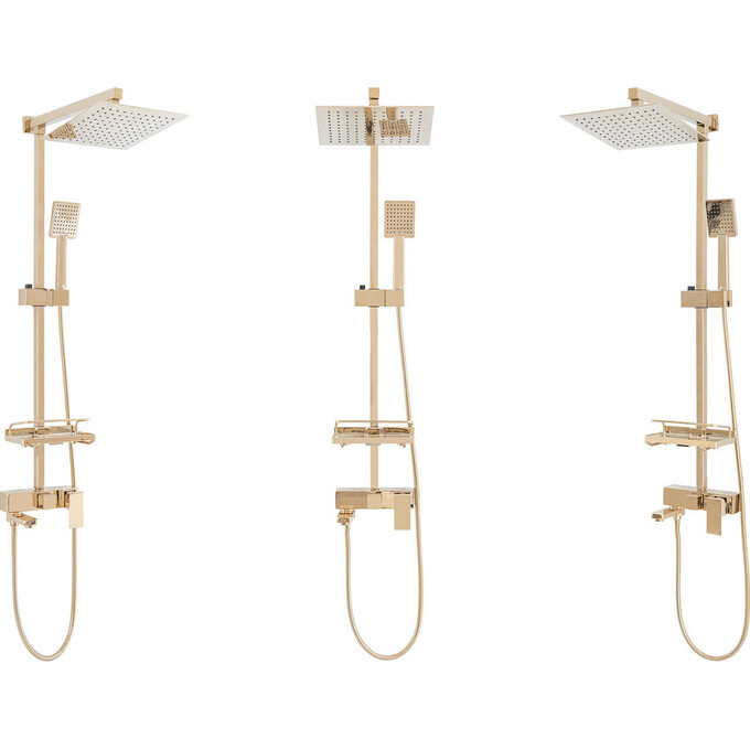 Душова система Rea Jack Gold REA-P7008 (золота, з поличкою), Колір виробника: золото, фото , изображение 5