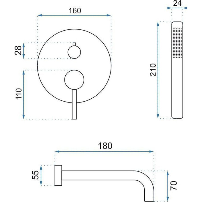 Змішувач прихованого монтажу для ванни Rea Lungo REA-P4563 (золотий), Колір виробника: золото, фото , изображение 5