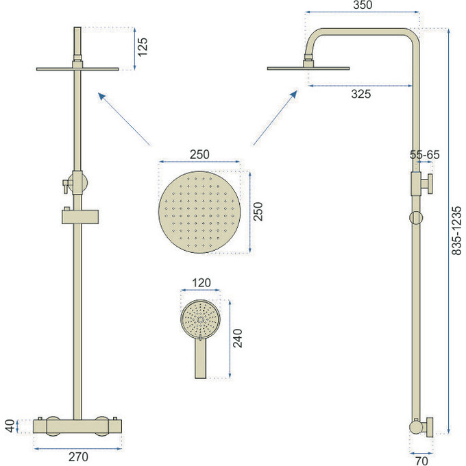Термостатична душова система Rea Vincent Gold REA-P8005 (золота), Колір виробника: золото, фото , изображение 6