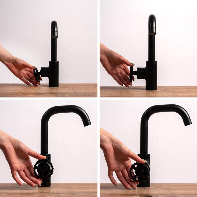 Змішувач для умивальника Rea Vertigo REA-B8767 (чорний матовий), фото , изображение 5