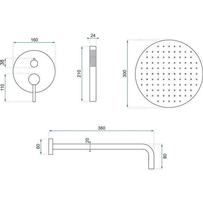Душова система прихованого монтажу Rea Lungo Chrome+Box REA-P8007, Колір виробника: хром, фото , изображение 6