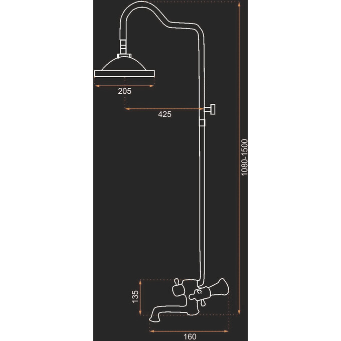 Душова система Rea Retro Old Black REA-P2366 (чорна), фото , изображение 13