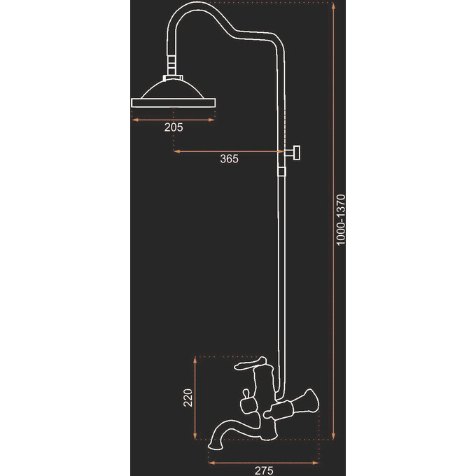 Душевая система Rea Vintage Black REA-P2367 (черная), фото 12