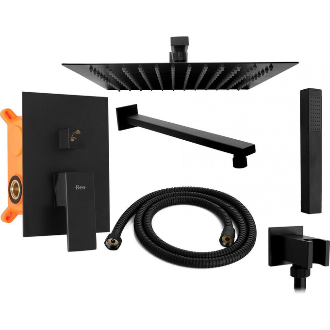 Душевая система скрытого монтажа Rea Fenix Black+Box REA-P6920 (черная матовая), фото 