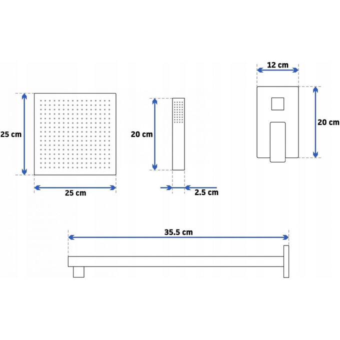 Душевая система скрытого монтажа Rea Fenix Black+Box REA-P6920 (черная матовая), фото 12