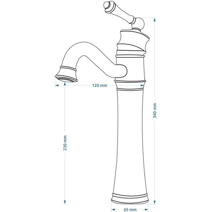 Високий змішувач для умивальника Rea Vintage REA-B0227 (чорний), фото , изображение 6