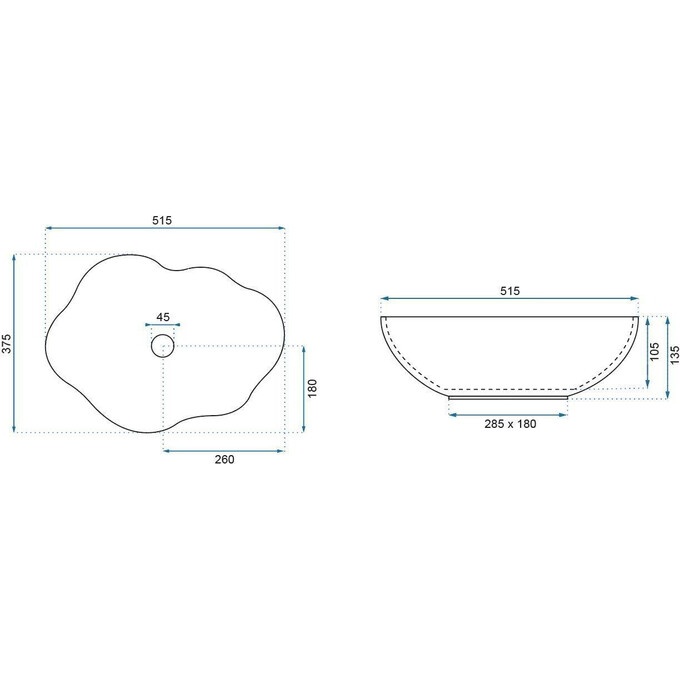 Раковина Rea Pearl Black REA-U0858 (51.5x37.5 см, чорна, чаша), фото , изображение 6