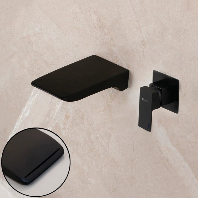 Змішувач прихованого монтажу для умивальника Rea Mason REA-B0690 (чорний, внутрішня частина в комплекті), фото , изображение 8