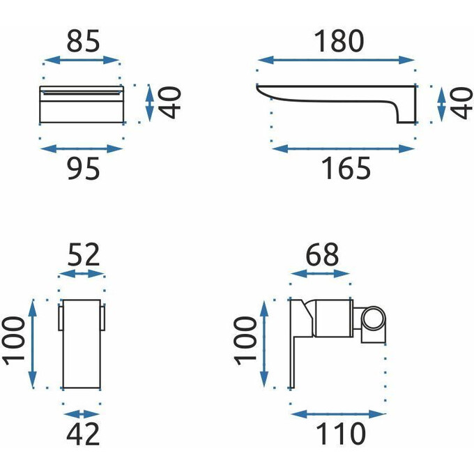 Змішувач прихованого монтажу для умивальника Rea Mason REA-B0690 (чорний, внутрішня частина в комплекті), фото , изображение 10