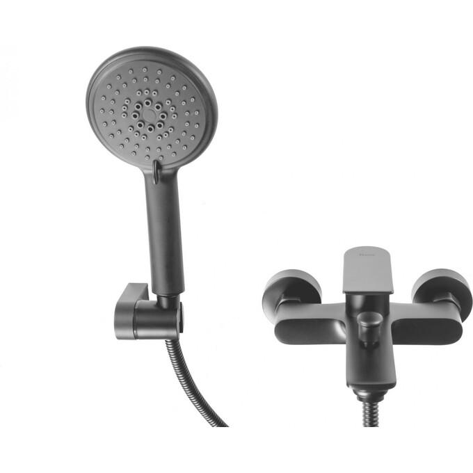 Змішувач для ванни Rea Mayson REA-B9634 (чорний матовий, з лійкою та шлангом), фото , изображение 5