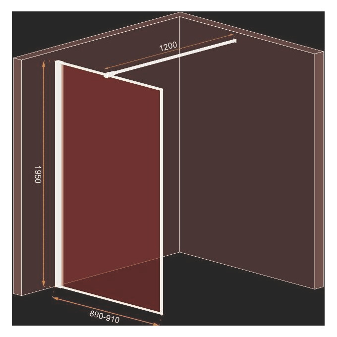 Душова стінка Rea Bler 90 Black REA-K7638 (90 см, прозоре скло, профіль чорний), фото , изображение 3