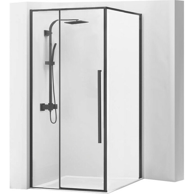 Душова кабіна Rea Solar 90x90 Black Mat REA-K6412 (90x90 см, прозоре скло, профіль чорний матовий), фото 