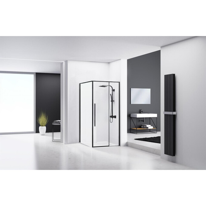Душова кабіна Rea Solar 90x90 Black Mat REA-K6412 (90x90 см, прозоре скло, профіль чорний матовий), фото , изображение 2